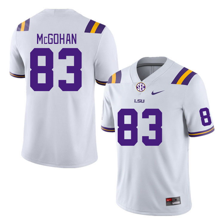 Men #83 Jackson McGohan LSU Tigers College Football Jerseys Stitched-White - Click Image to Close